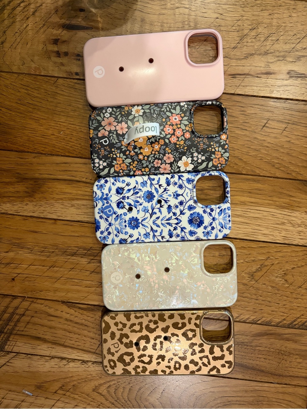 Loopy Case Pink Floral Blue White Pearl and Leopard Mix Phone Case Set - Picture 1 of 1